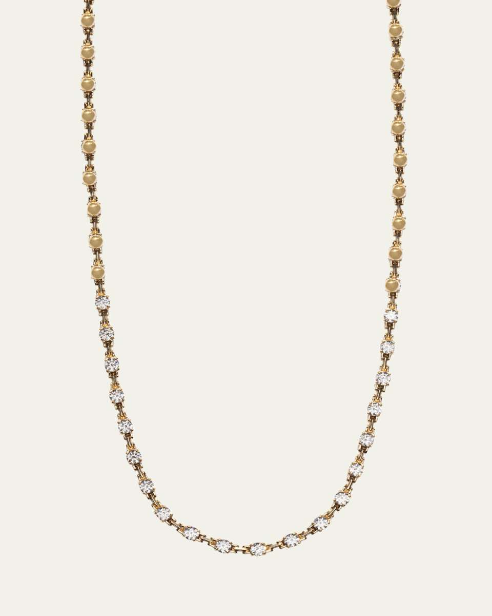 18K Yellow Gold Pirouette Large Front Diamond Tennis Necklace